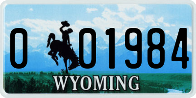 WY license plate 001984