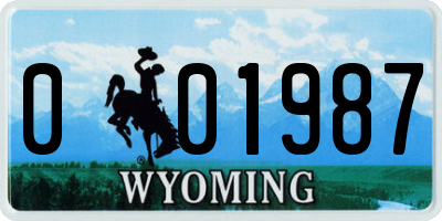 WY license plate 001987