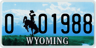 WY license plate 001988