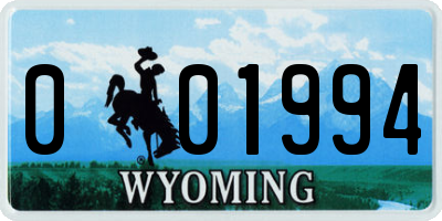 WY license plate 001994