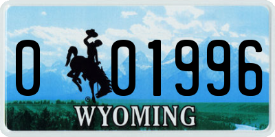 WY license plate 001996