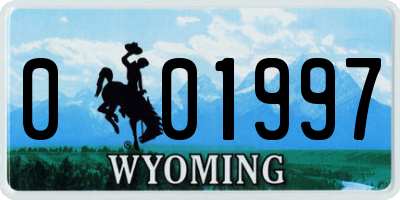 WY license plate 001997