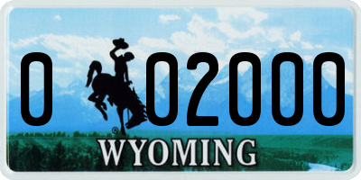 WY license plate 002000