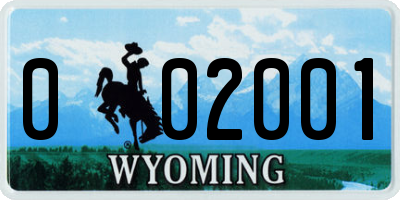 WY license plate 002001