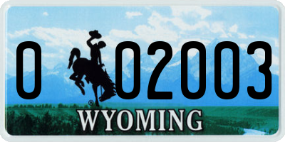 WY license plate 002003
