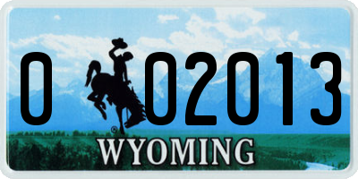 WY license plate 002013