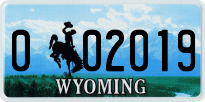 WY license plate 002019