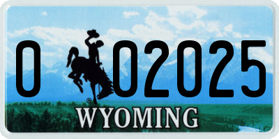 WY license plate 002025