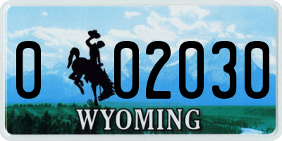 WY license plate 002030