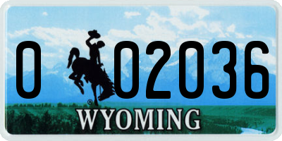 WY license plate 002036