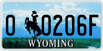 WY license plate 00206F