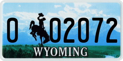 WY license plate 002072