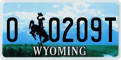 WY license plate 00209T