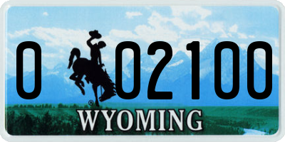 WY license plate 002100