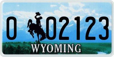 WY license plate 002123