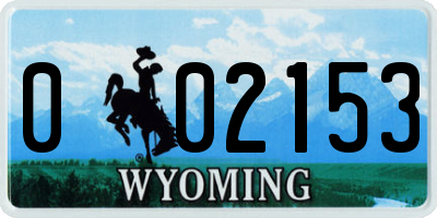 WY license plate 002153