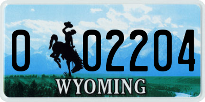 WY license plate 002204