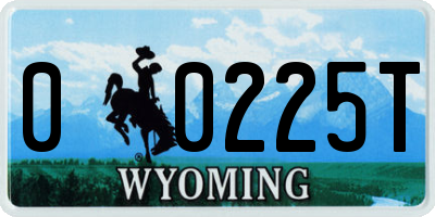 WY license plate 00225T