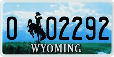 WY license plate 002292