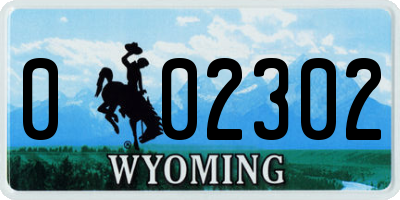 WY license plate 002302