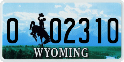 WY license plate 002310