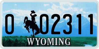 WY license plate 002311