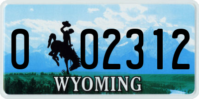 WY license plate 002312