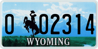 WY license plate 002314