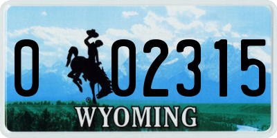 WY license plate 002315