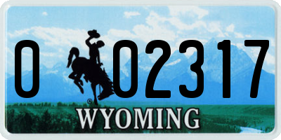 WY license plate 002317