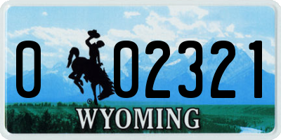 WY license plate 002321