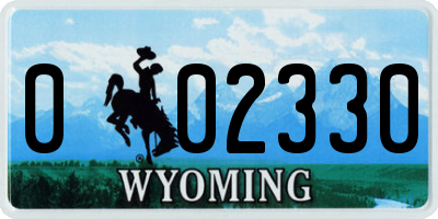 WY license plate 002330