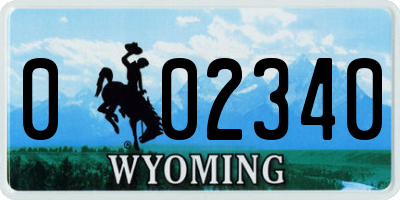 WY license plate 002340