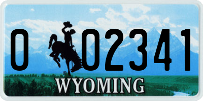 WY license plate 002341