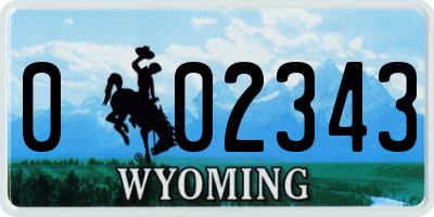 WY license plate 002343