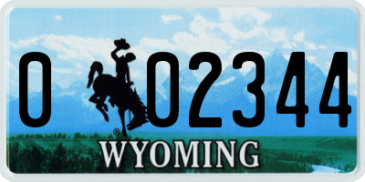 WY license plate 002344