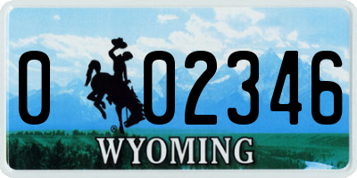 WY license plate 002346