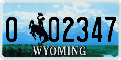 WY license plate 002347
