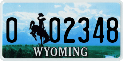 WY license plate 002348