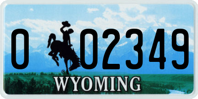 WY license plate 002349