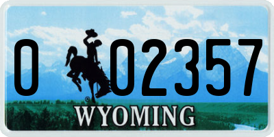 WY license plate 002357