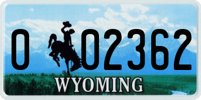 WY license plate 002362