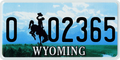 WY license plate 002365