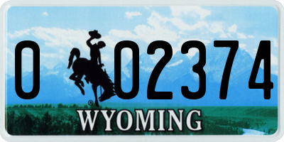 WY license plate 002374