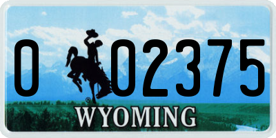 WY license plate 002375