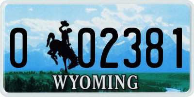 WY license plate 002381