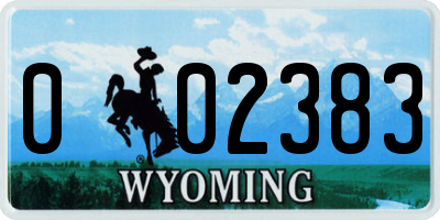 WY license plate 002383