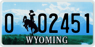 WY license plate 002451