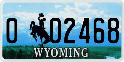 WY license plate 002468