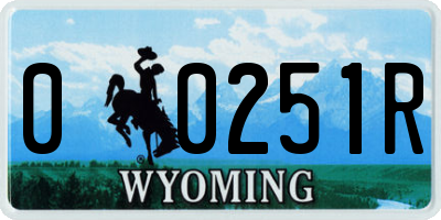 WY license plate 00251R